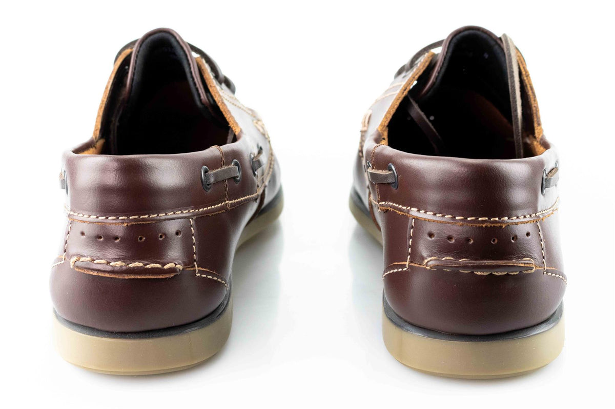 Men's Brown Leather Lace-Up Moccasin Casual Walking Boat Shoes