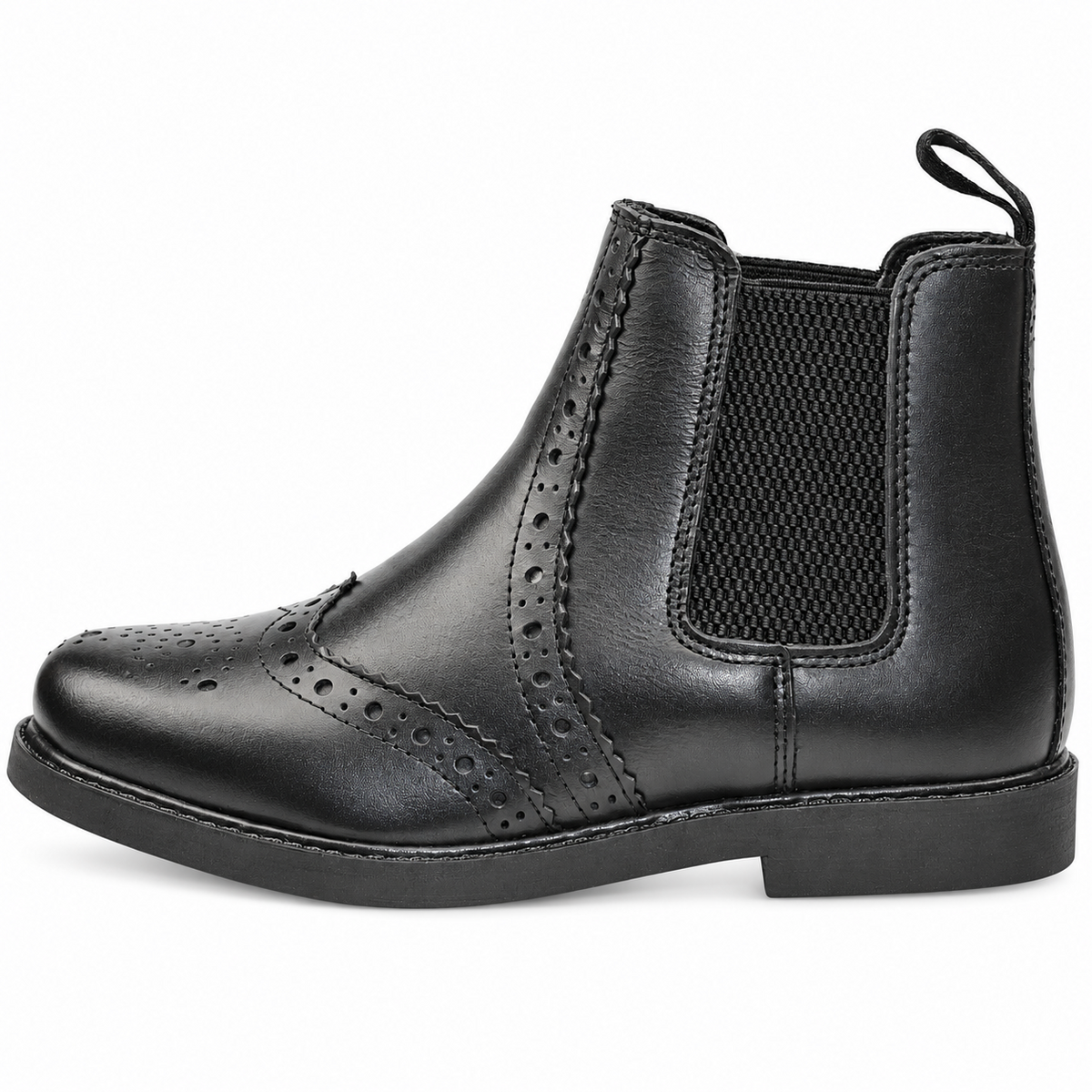 Boys Leather Brogue Ankle Boots with Twin Gussets