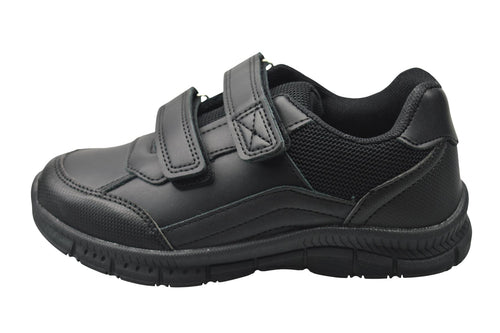 Boys Black Action Coated Leather School Shoes