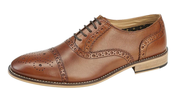 Men's Tan Leather Oxford Brogue Smart Shoes