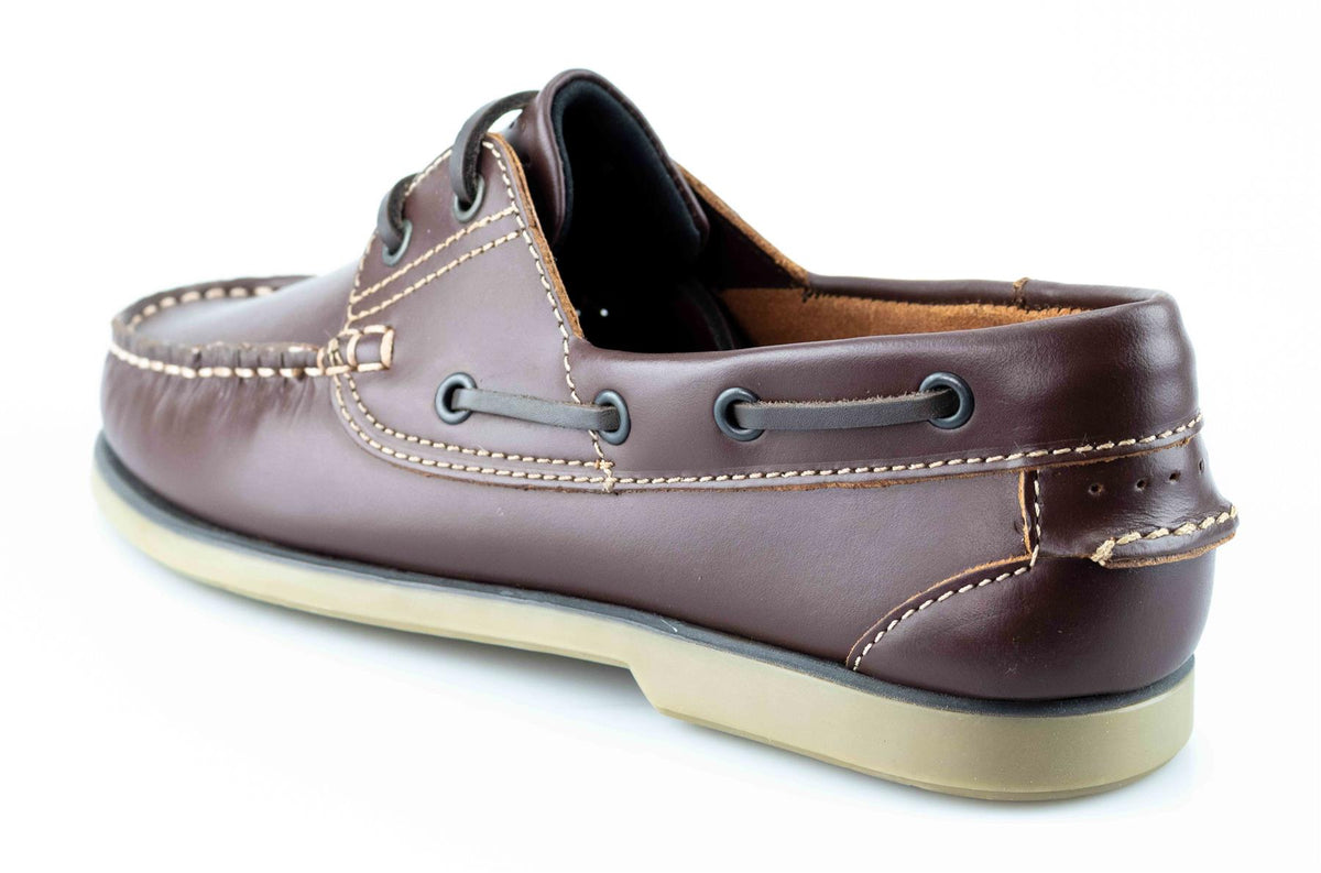Men's Brown Leather Lace-Up Moccasin Casual Walking Boat Shoes
