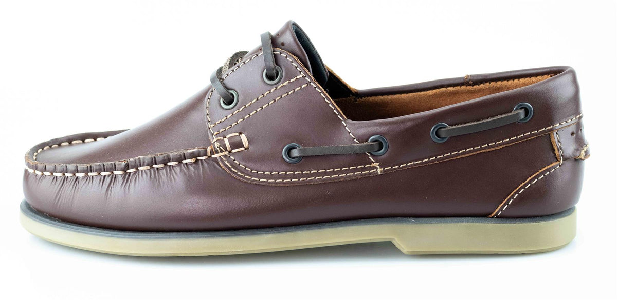 Men's Brown Leather Lace-Up Moccasin Casual Walking Boat Shoes