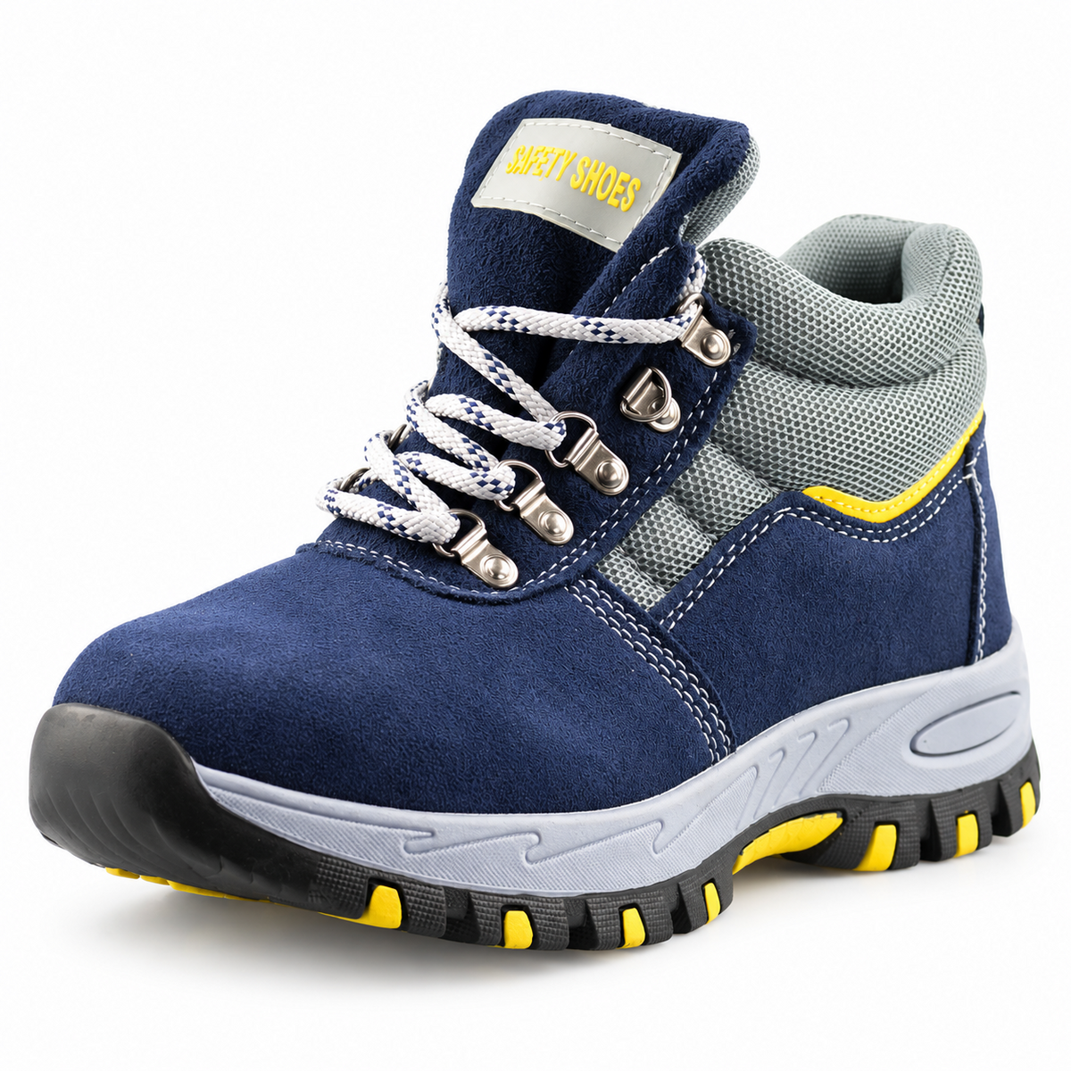 Men's Steel Toe Safety Work Boots in Navy Suede Leather