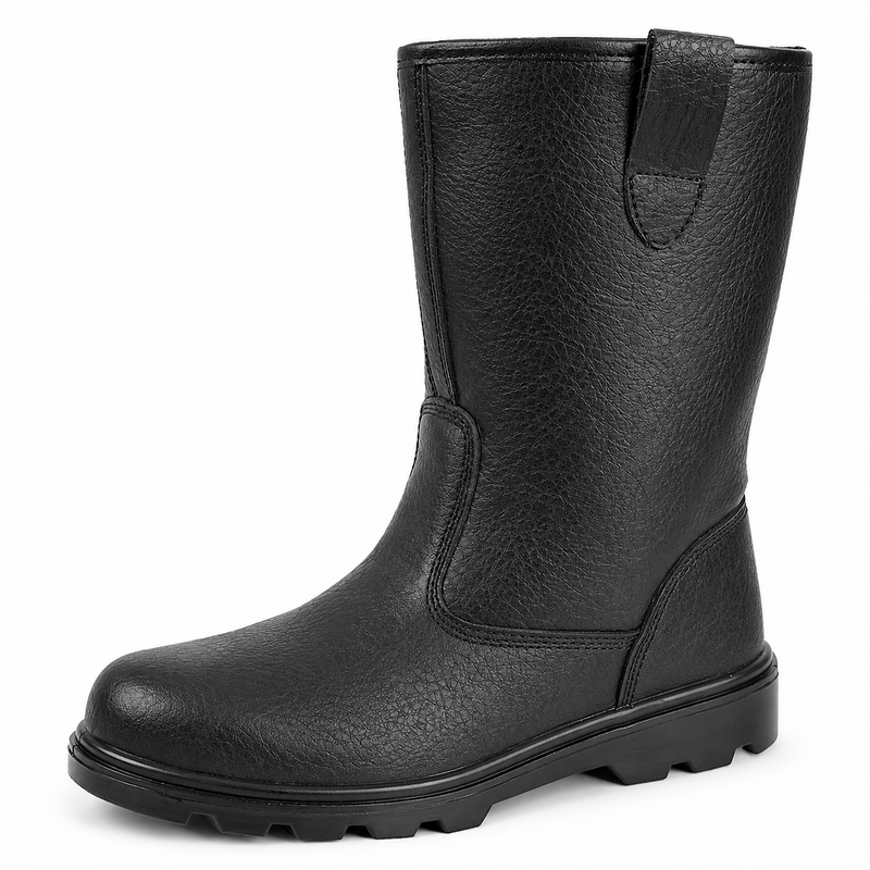 Men's Black Leather Safety Rigger Boots