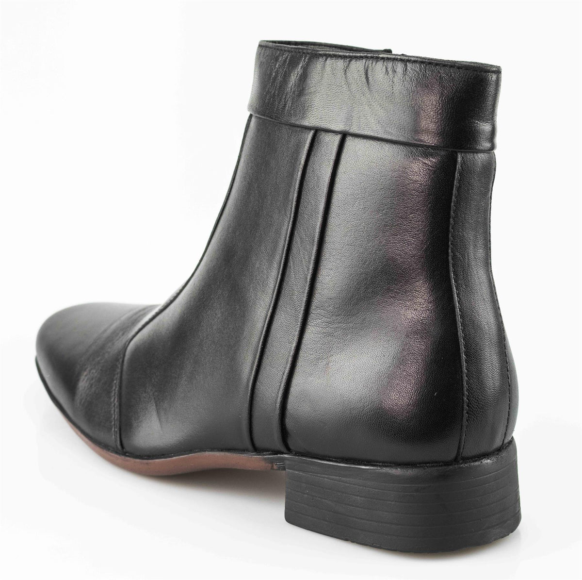Men's Smart Black Softie Leather Zip-Up Ankle Boots