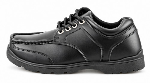 Boys Black PU Lace Up School Boat Shoes