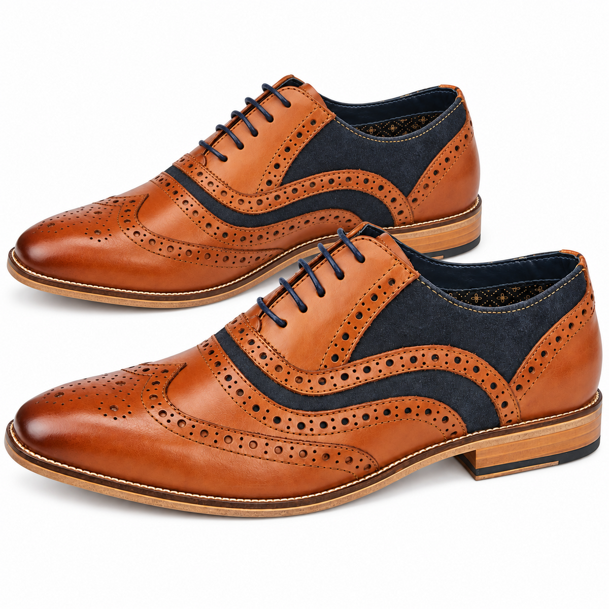 Men's Tan Leather Suede Smart Oxford Brogues