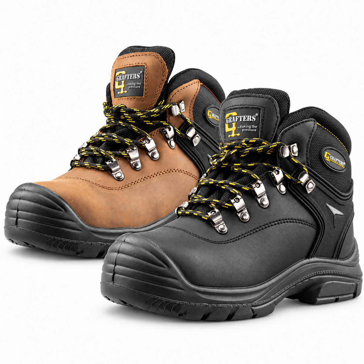 Mens Leather Waterproof Wide Safety Boots