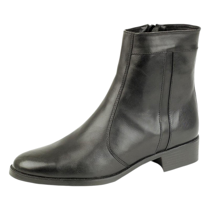Mens Black Leather Smart Inside Zip Ankle Boots
