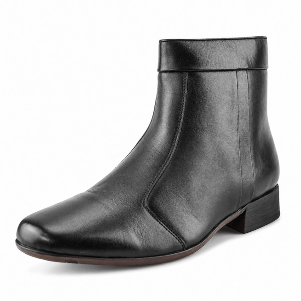 Men's Smart Black Softie Leather Zip-Up Ankle Boots