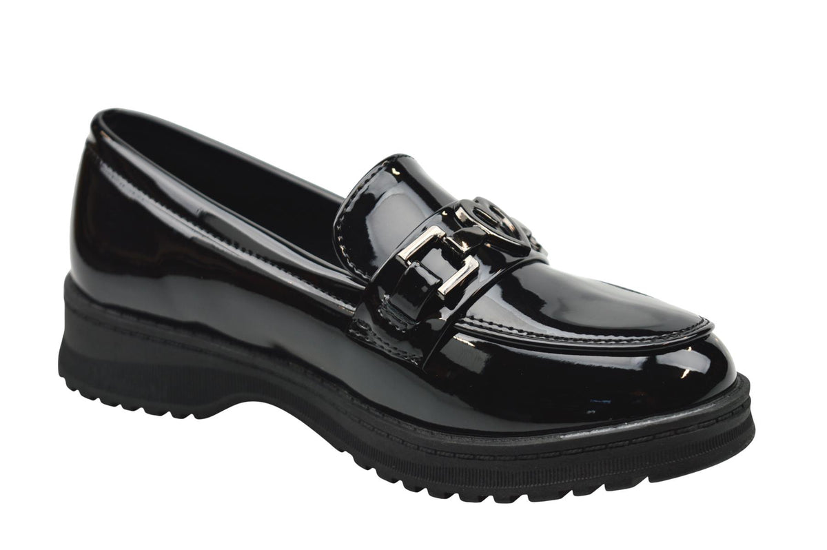 Girls School Shoes Heart Saddle Loafers