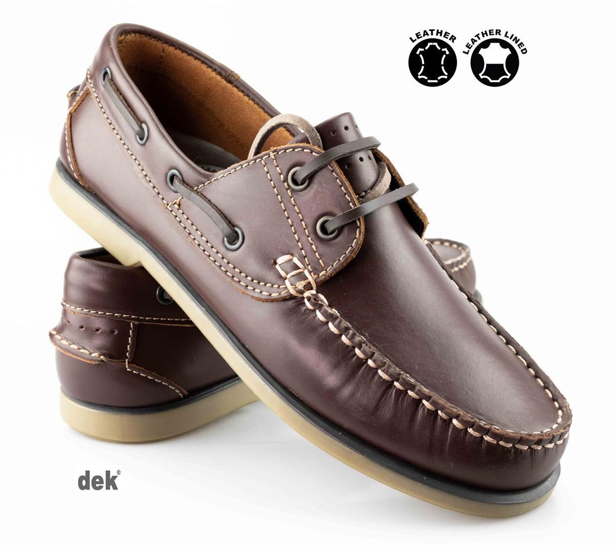 Men's Brown Leather Lace-Up Moccasin Casual Walking Boat Shoes
