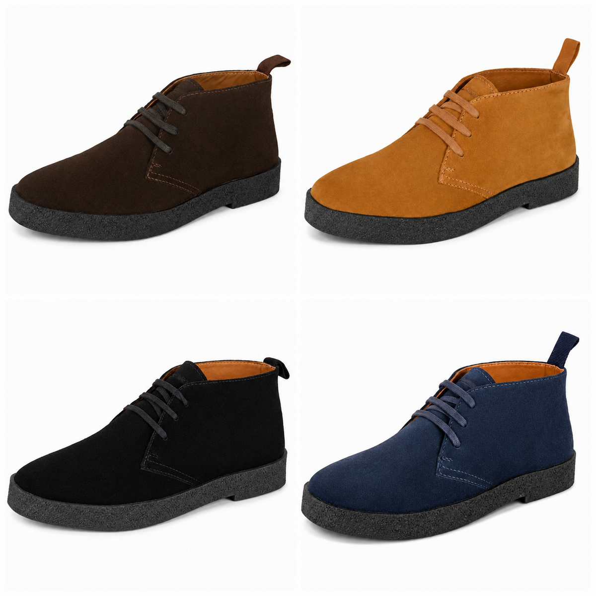 Men's Real Suede 3-Eyelet Desert Ankle Boots
