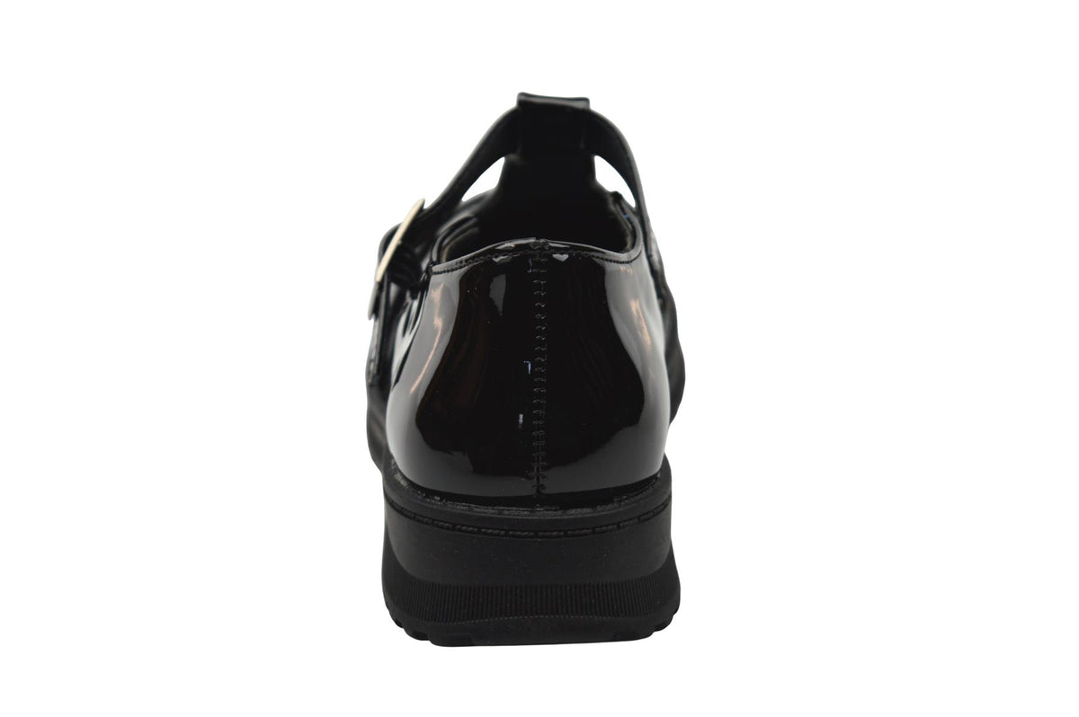 Girls Buckle T Bar Brogue School Shoes