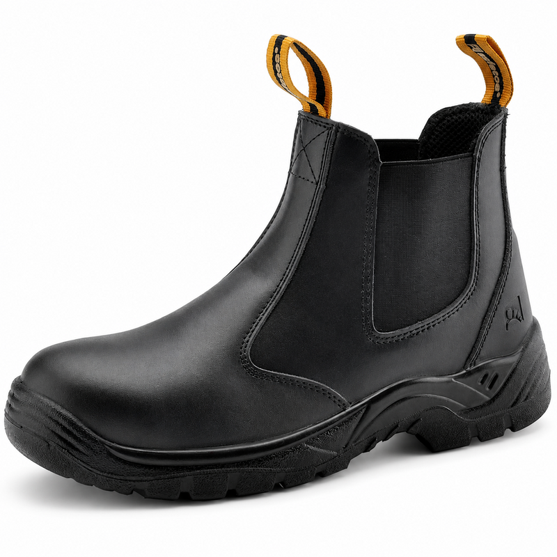 Men's S3 Black Leather Dealer Work Safety Boots