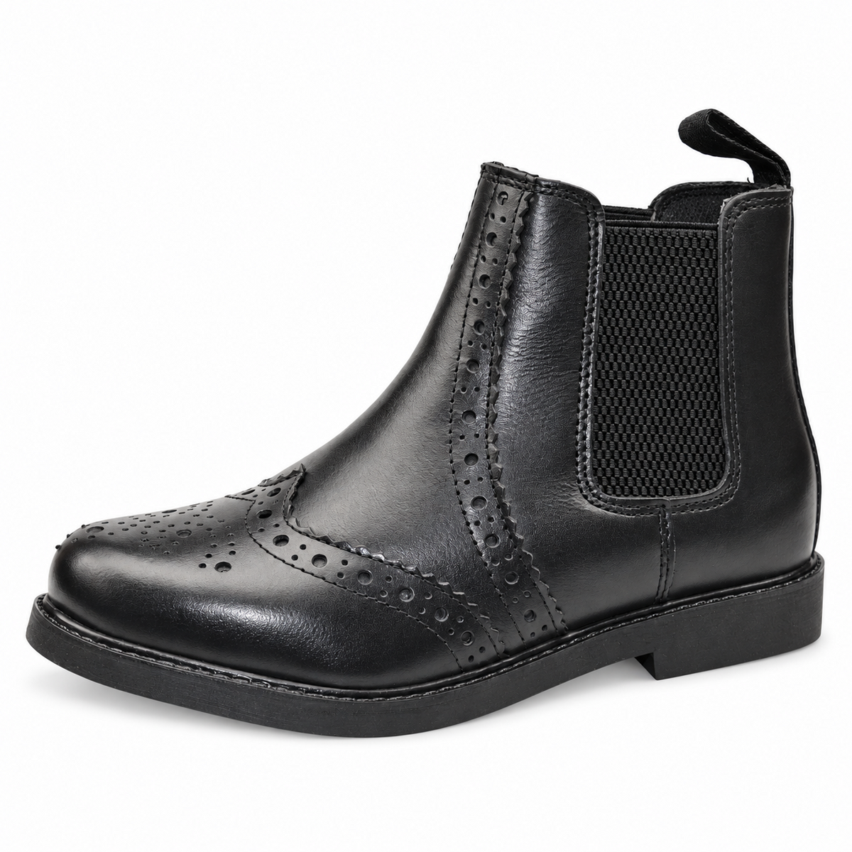 Boys Leather Brogue Ankle Boots with Twin Gussets
