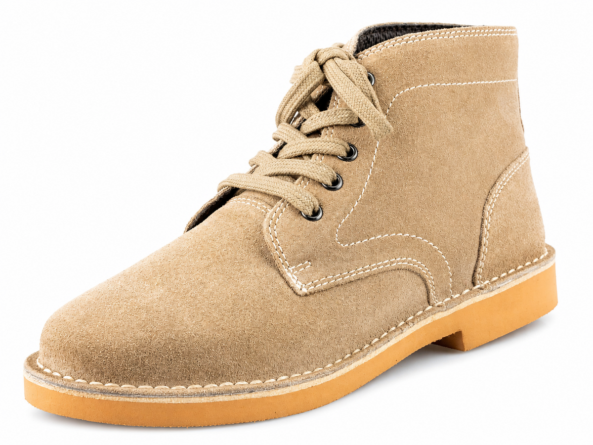 Mens Dark Taupe Real Suede Lace Up Desert Ankle Boots