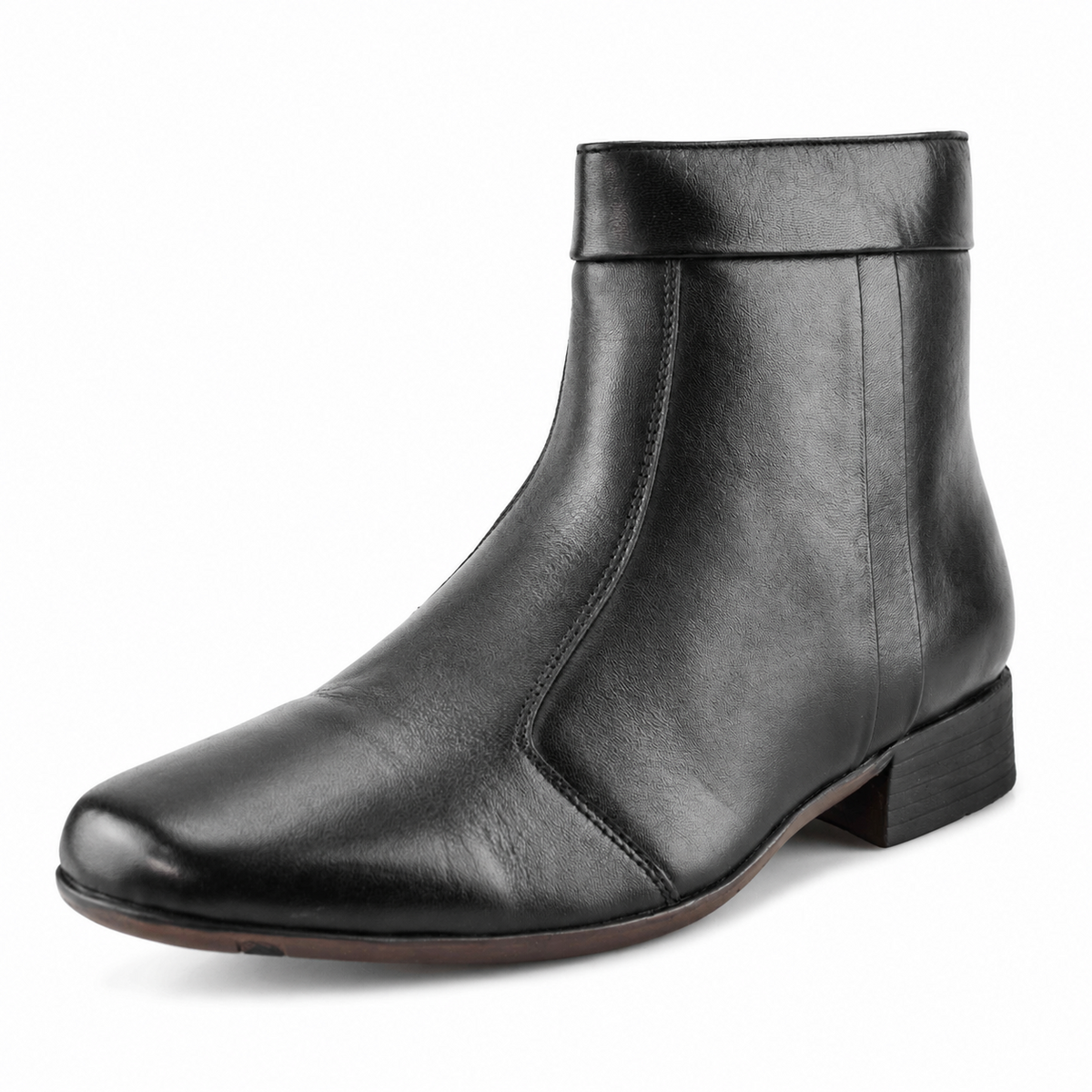 Men's Smart Black Softie Leather Zip-Up Ankle Boots