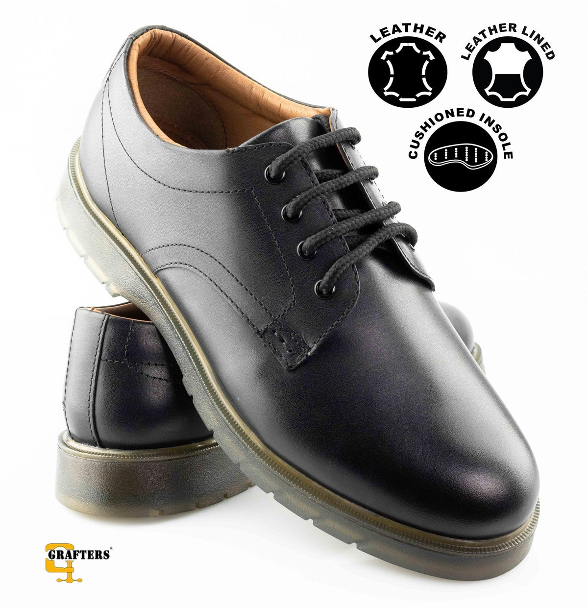 Men's Leather Lace Up Casual Walking Uniform Shoes