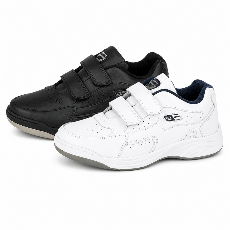 Men's Fuller Fitting Coated Action Leather Touch Fastening Trainers