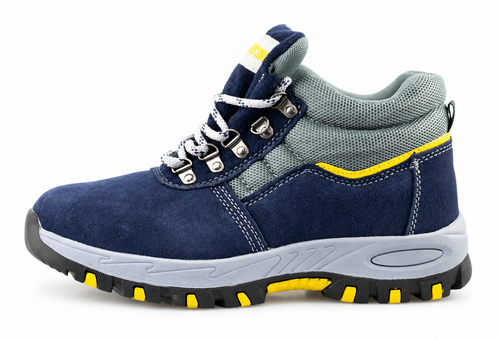 Men's Steel Toe Safety Work Boots in Navy Suede Leather