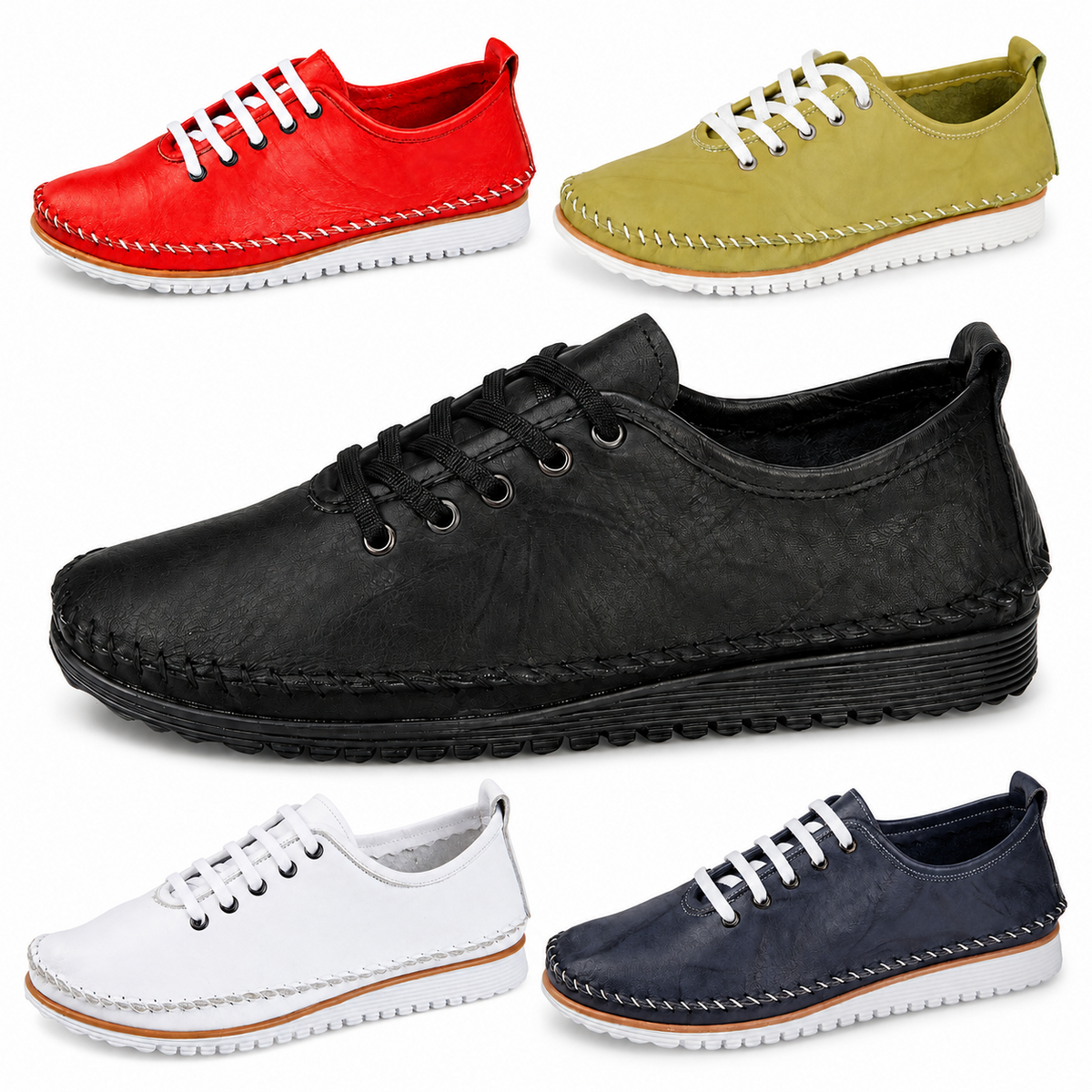 Women's Leather Flexi Lace-Up Comfort Shoes