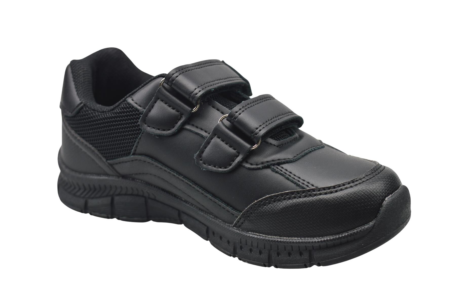 Boys Black Action Coated Leather School Shoes