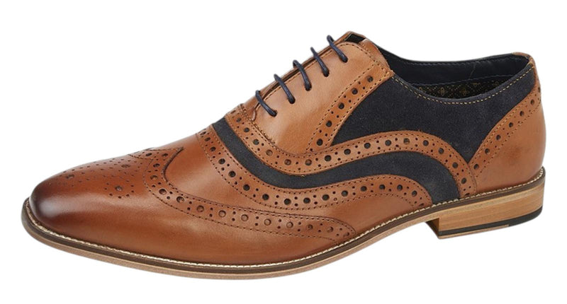 Men's Tan Leather Suede Smart Oxford Brogues