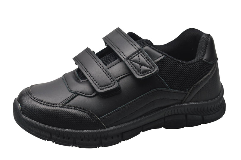 Boys Black Action Coated Leather School Shoes