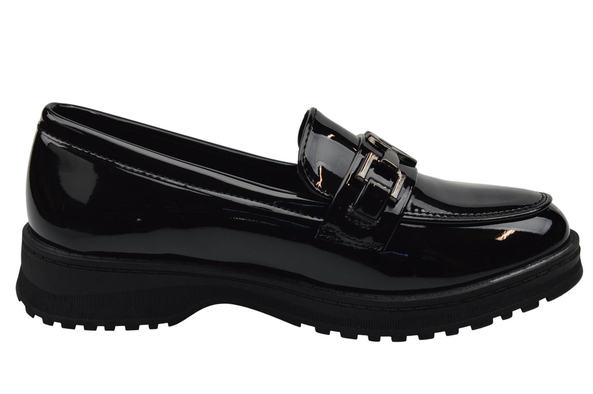 Girls School Shoes Heart Saddle Loafers