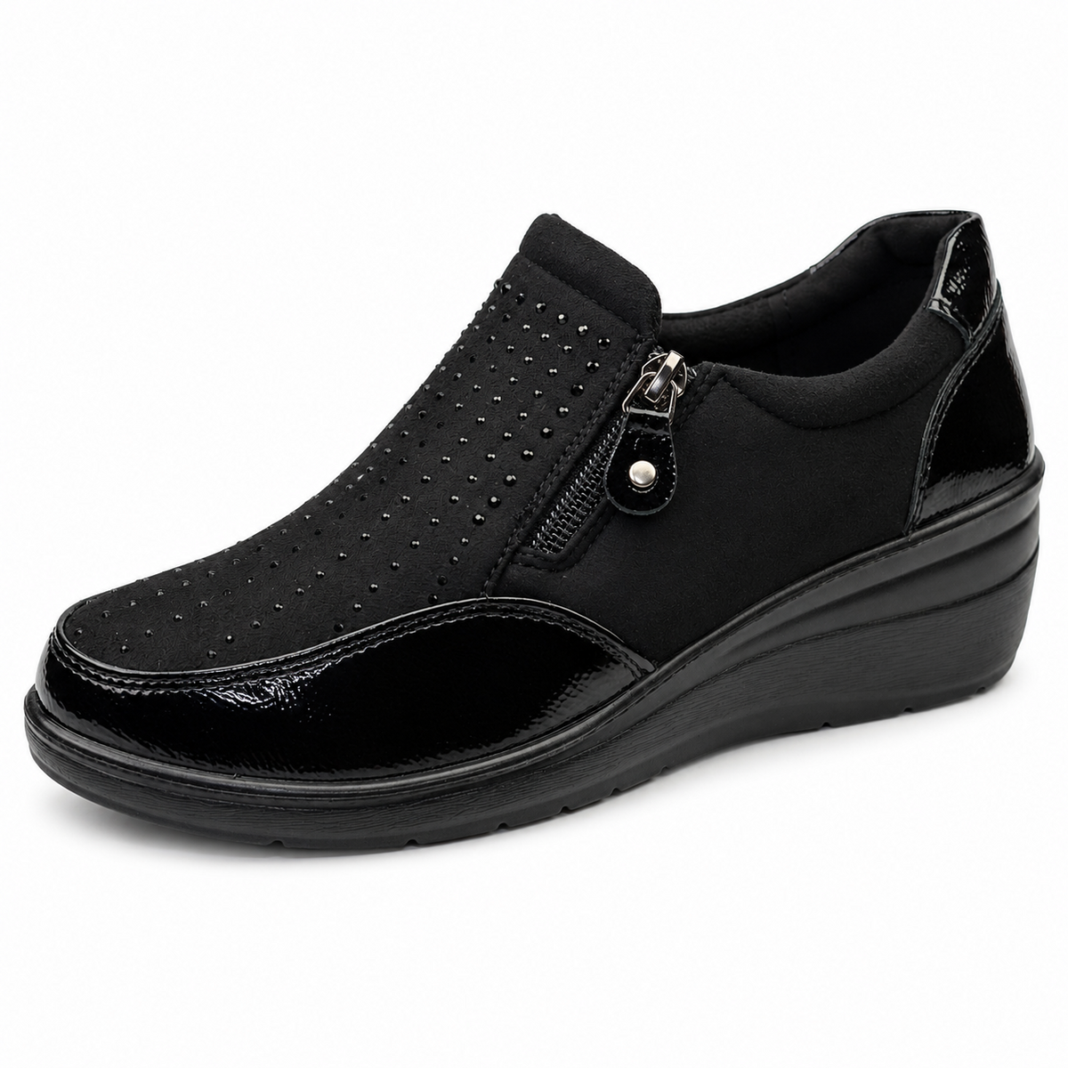 Women's Twin Zip Wedge Casual Comfort Shoes