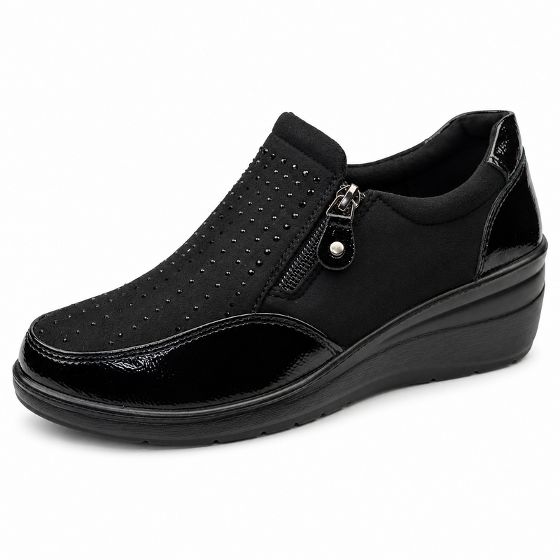 Women's Twin Zip Wedge Casual Comfort Shoes