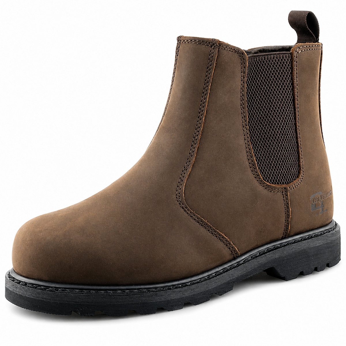 Men's Brown Crazyhorse Leather Safety Chelsea Dealer Boots
