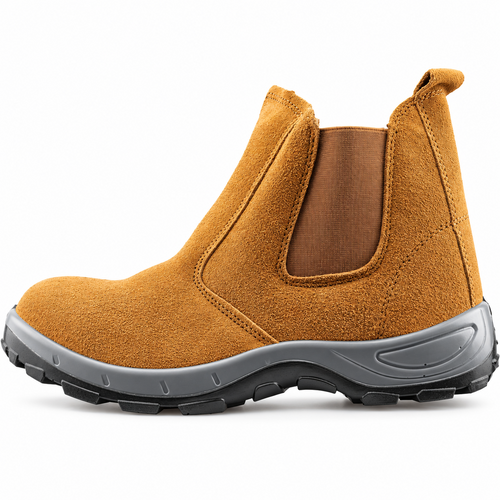 Men's Leather Steel Toe Safety Chelsea Boots in Tan