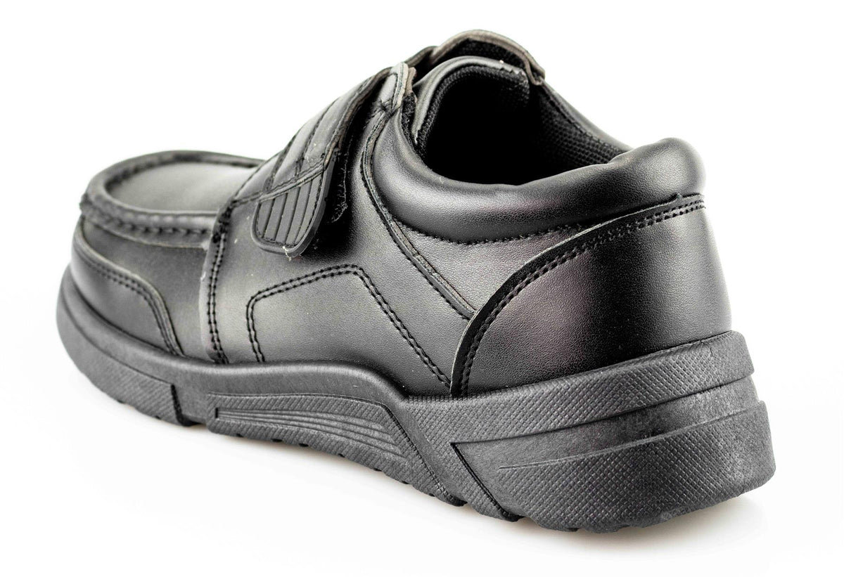Boys' Black PU Touch-Fastening School Shoes