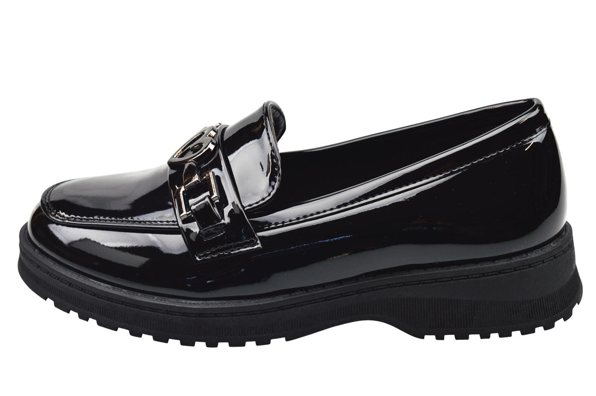 Girls School Shoes Heart Saddle Loafers