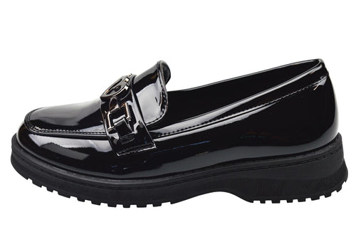 Girls School Shoes Heart Saddle Loafers