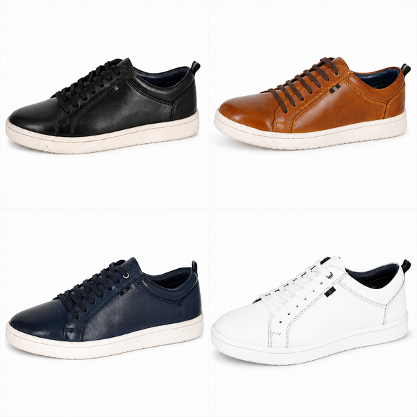 Men's Leather Lace-Up Casual Comfort Trainers