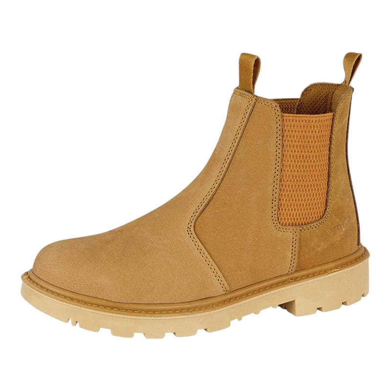 Mens Honey Nubuck Leather Safety Chelsea Dealer Work Boots