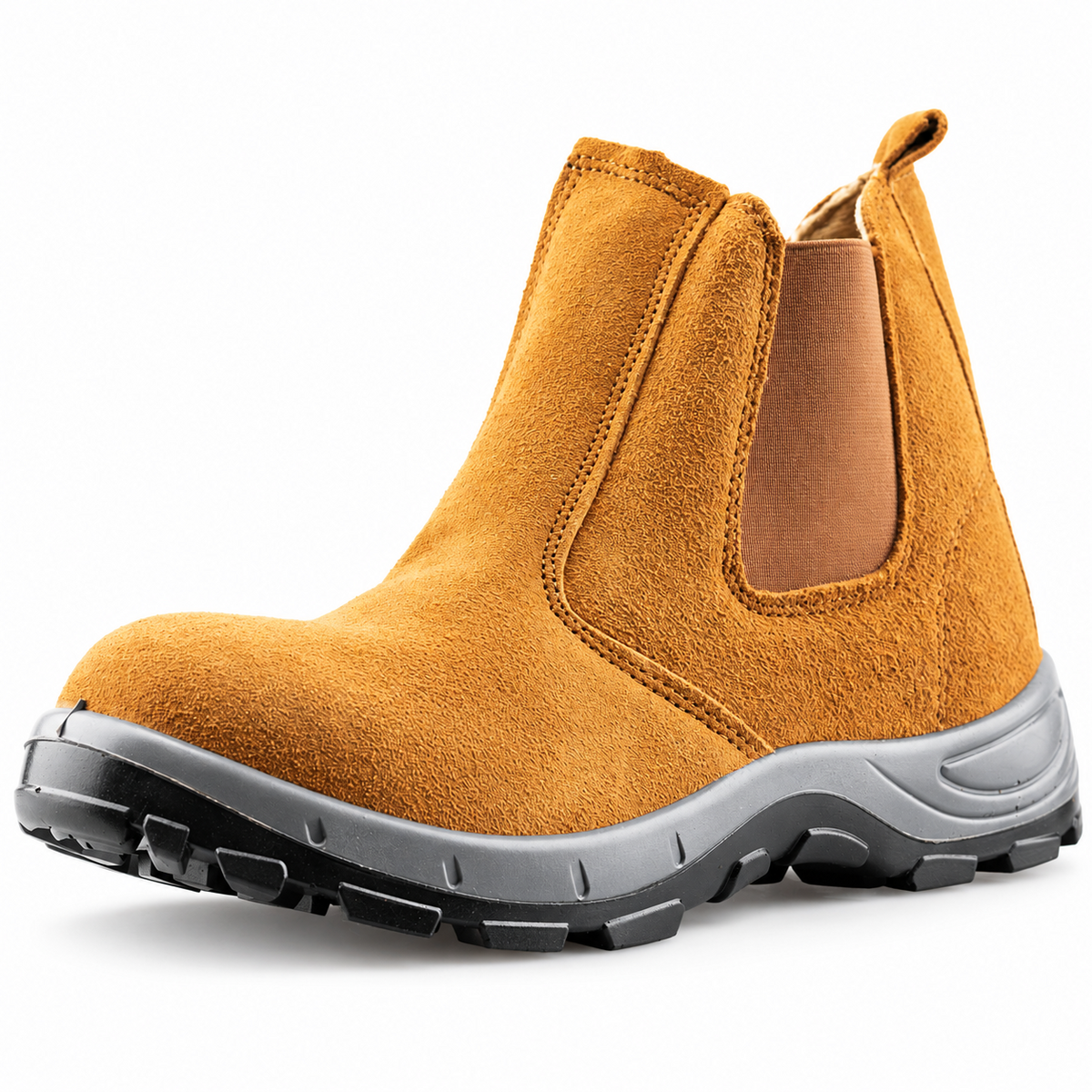 Men's Leather Steel Toe Safety Chelsea Boots in Tan