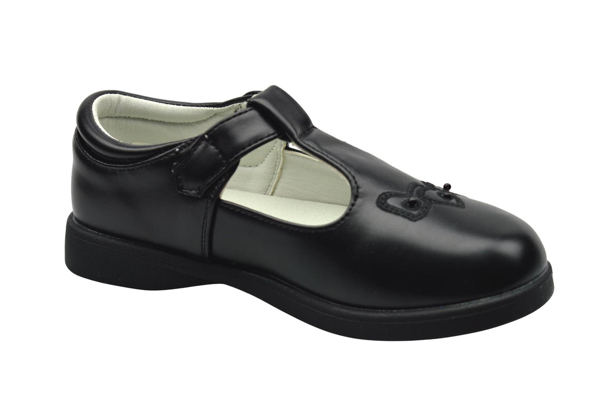 Girls' Infant Black PU Touch Fastening T-Bar School Shoes