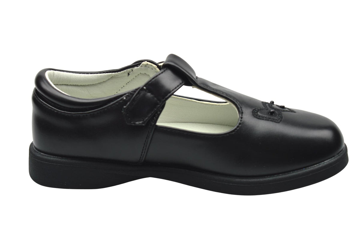 Girls' Infant Black PU Touch Fastening T-Bar School Shoes