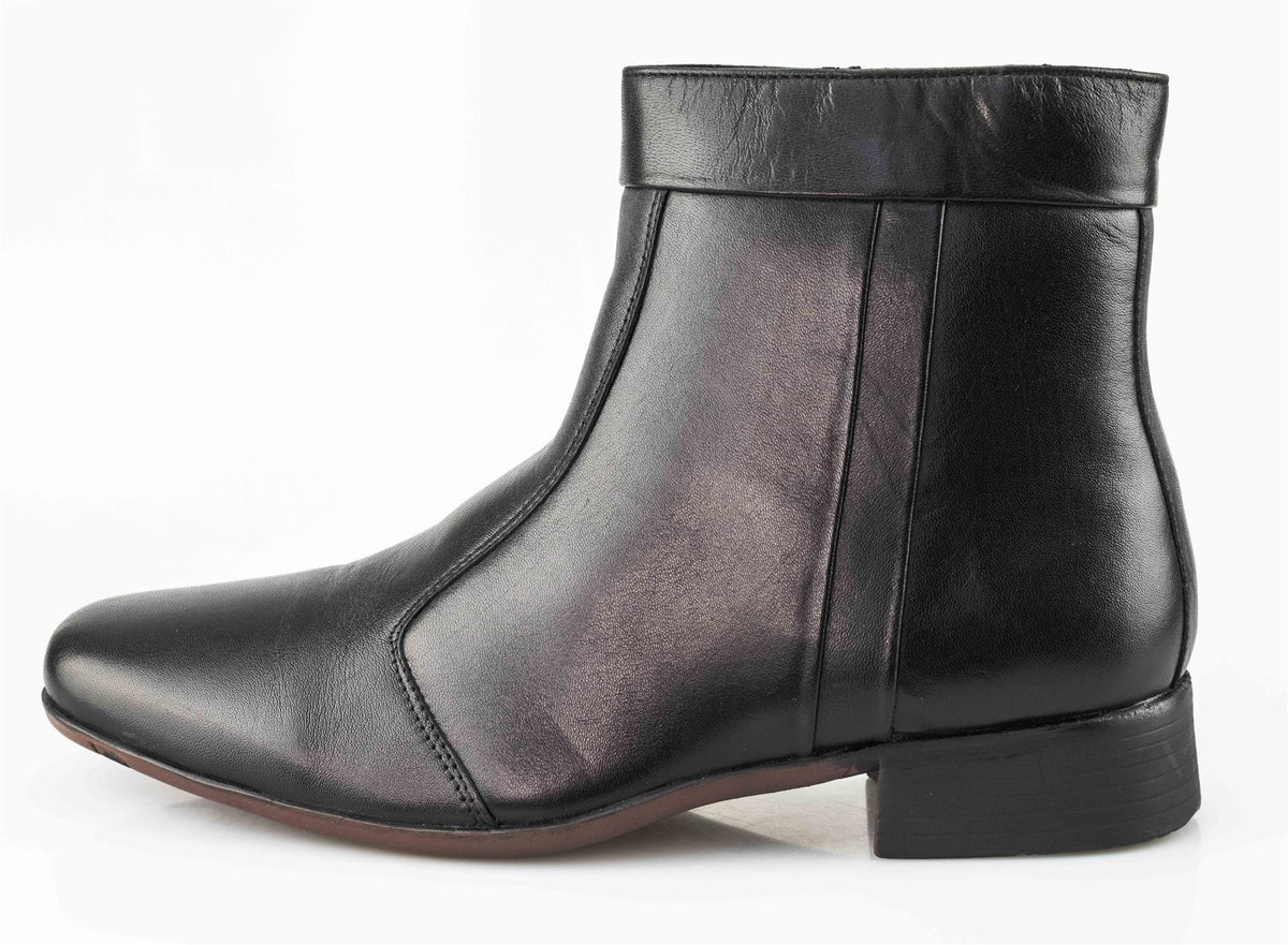 Men's Smart Black Softie Leather Zip-Up Ankle Boots