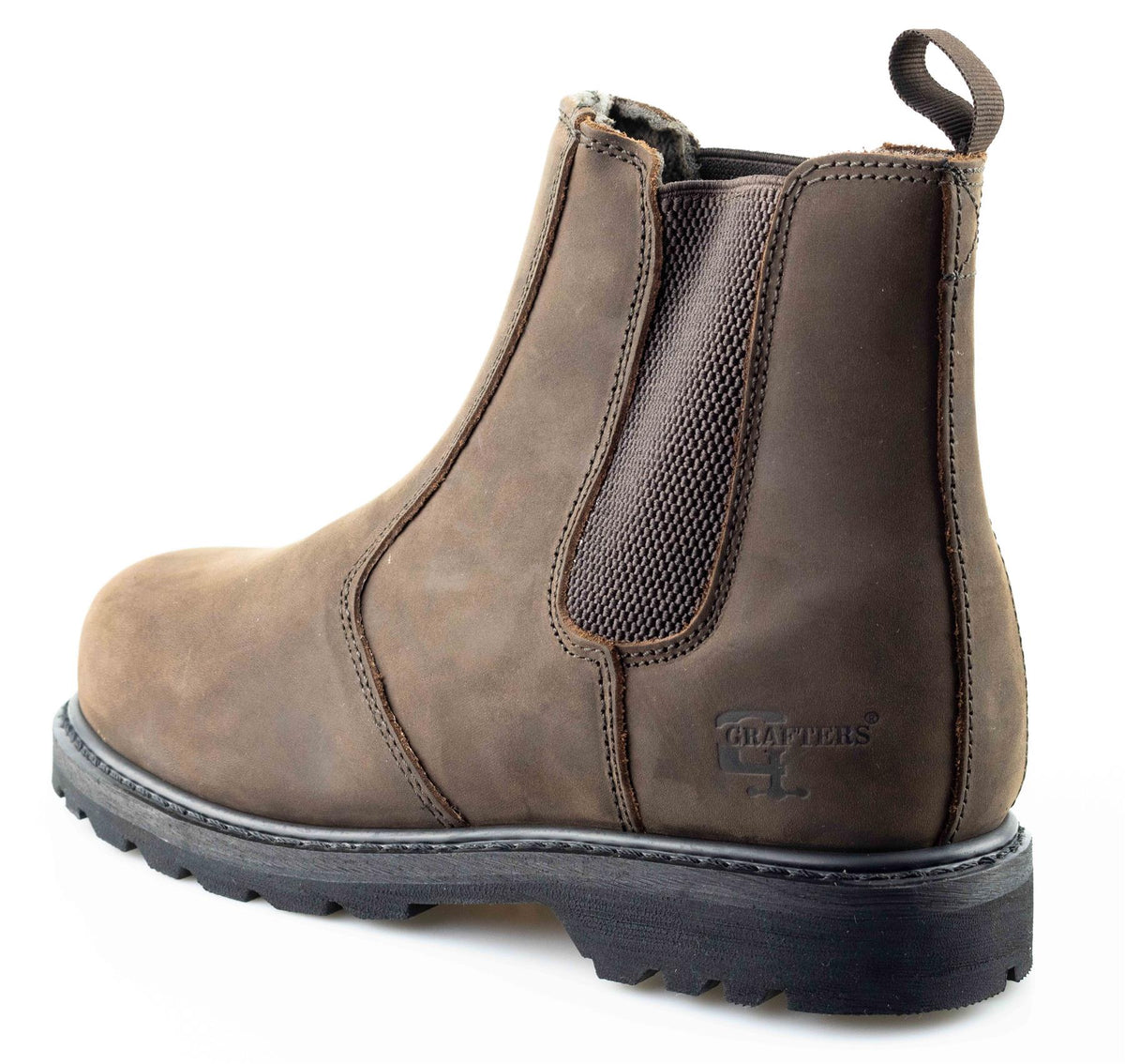 Men's Brown Crazyhorse Leather Safety Chelsea Dealer Boots