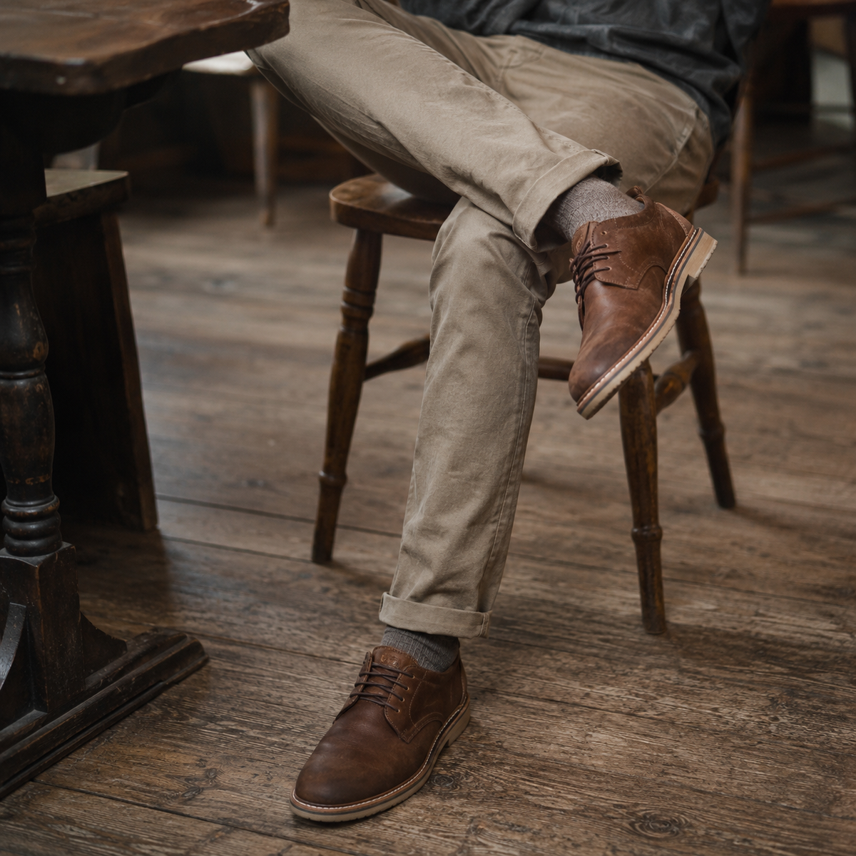 Brown leather lace-up shoes