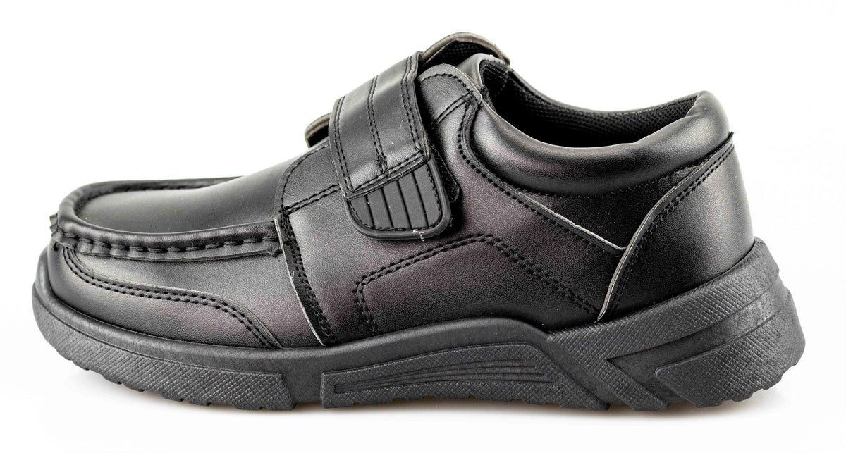 Boys' Black PU Touch-Fastening School Shoes