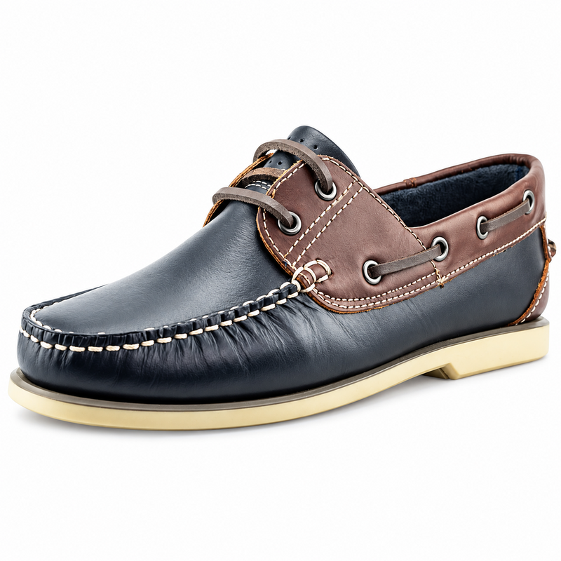 Mens Nubuck Two Tone Leather Casual Boat Shoes