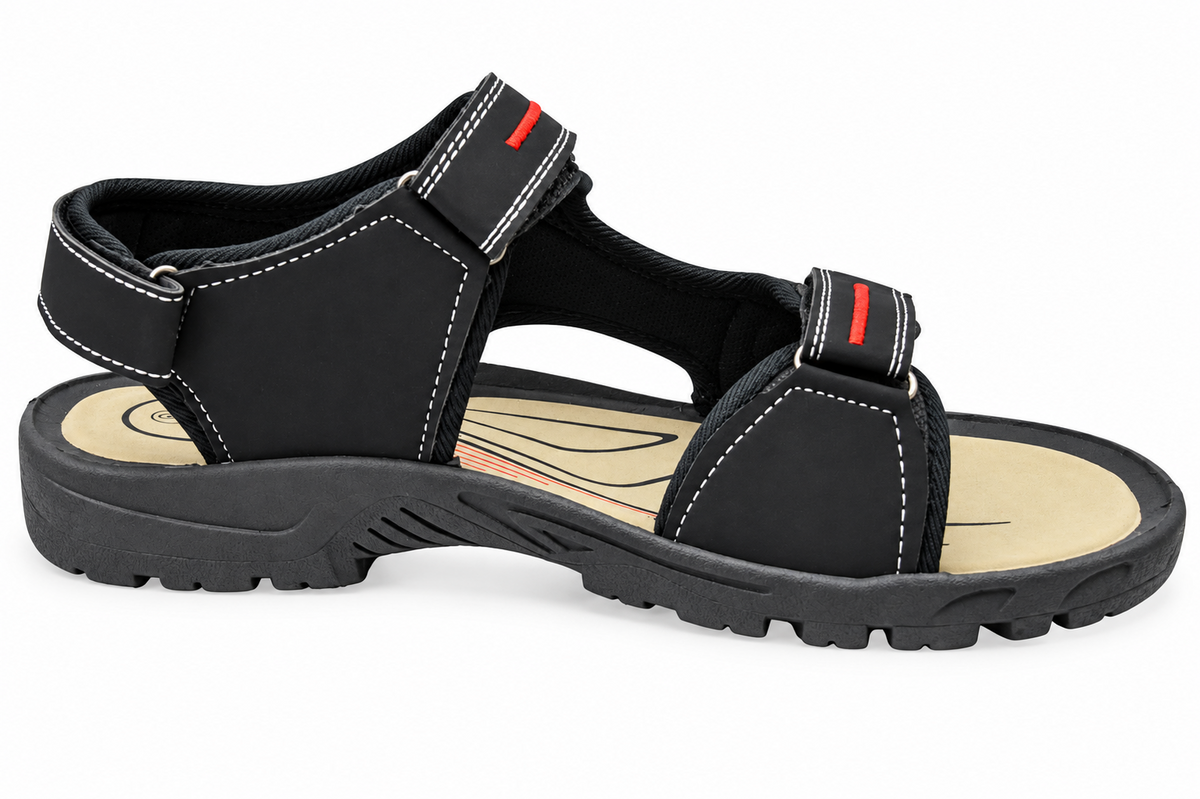 Men's Faux Leather 3-Strap Hiking and Walking Sandals