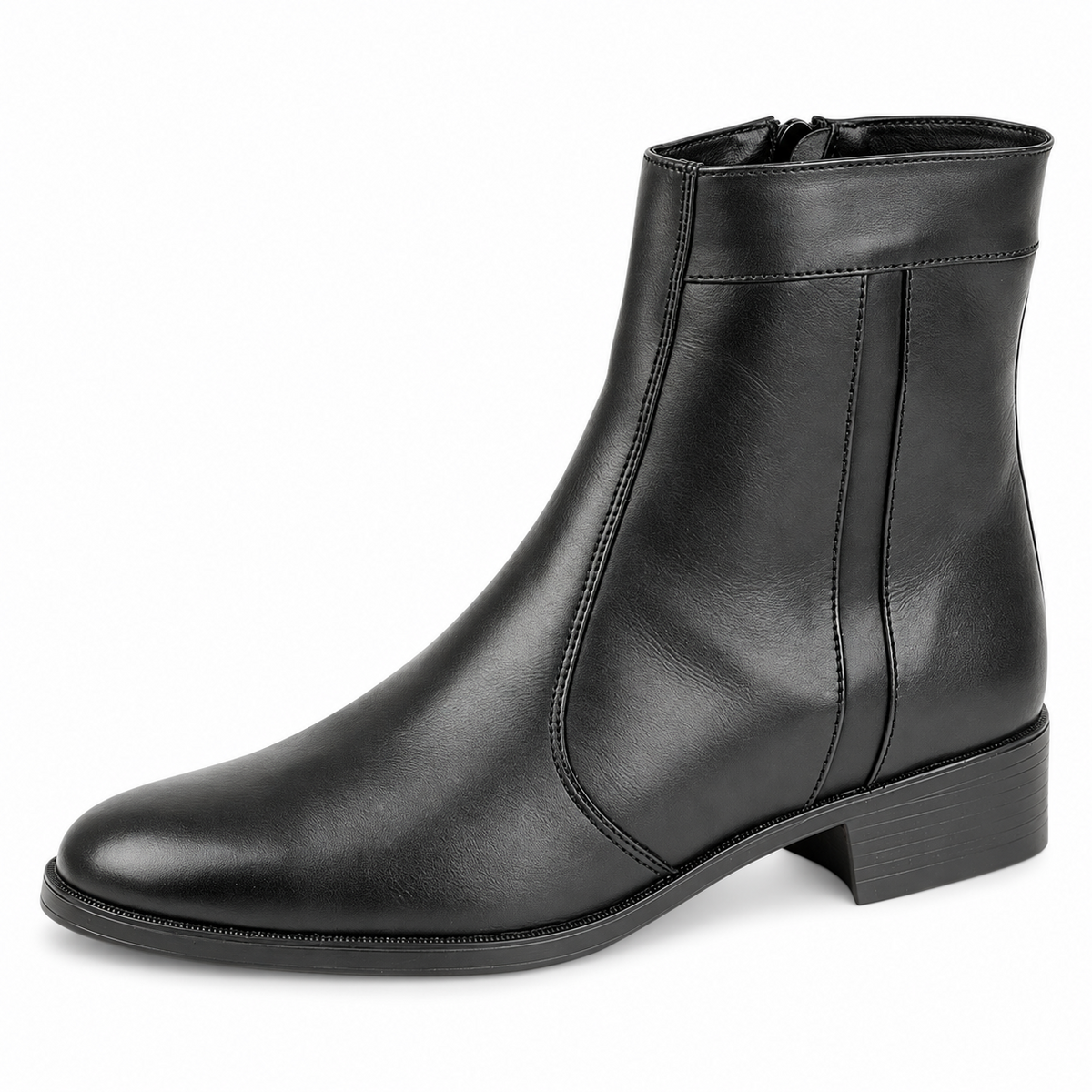 Mens Black Leather Smart Inside Zip Ankle Boots