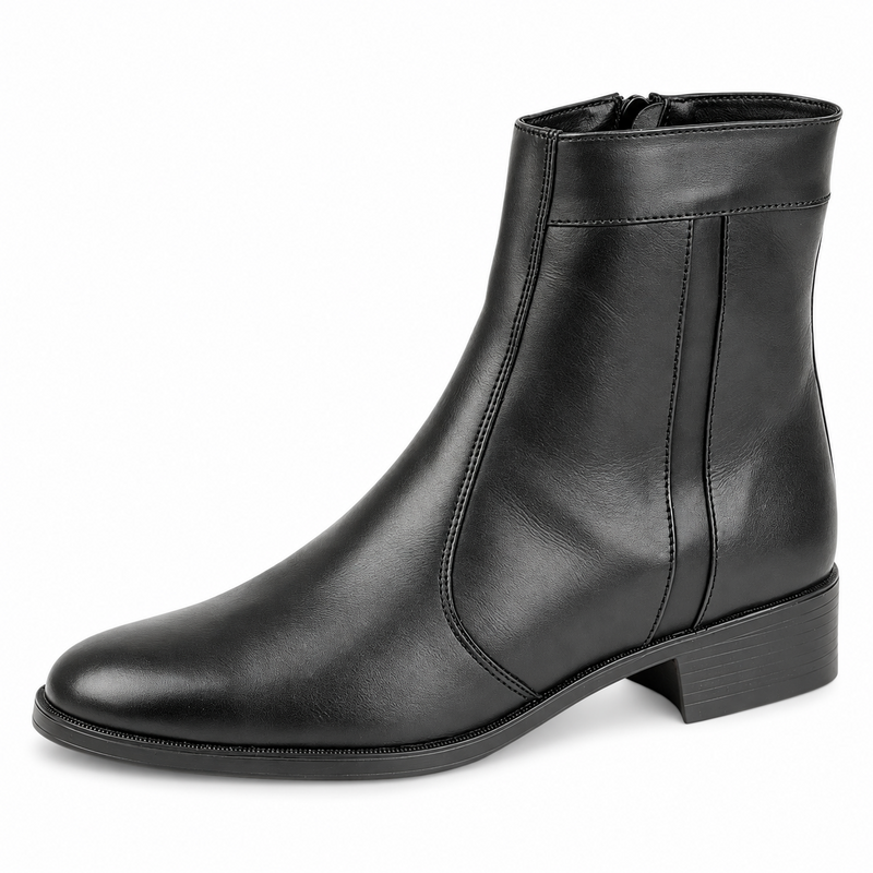 Mens Black Leather Smart Inside Zip Ankle Boots